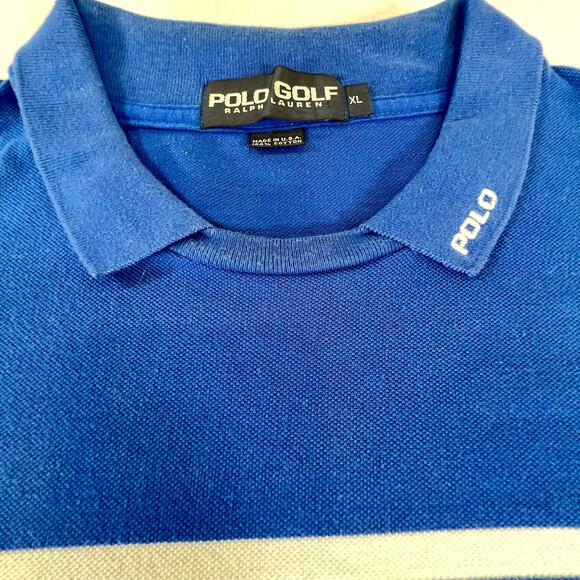 Polo Golf Ralph Lauren Vintage Made in USA Shirt Men's XL Royal and Navy Blue - Picture 7 of 10